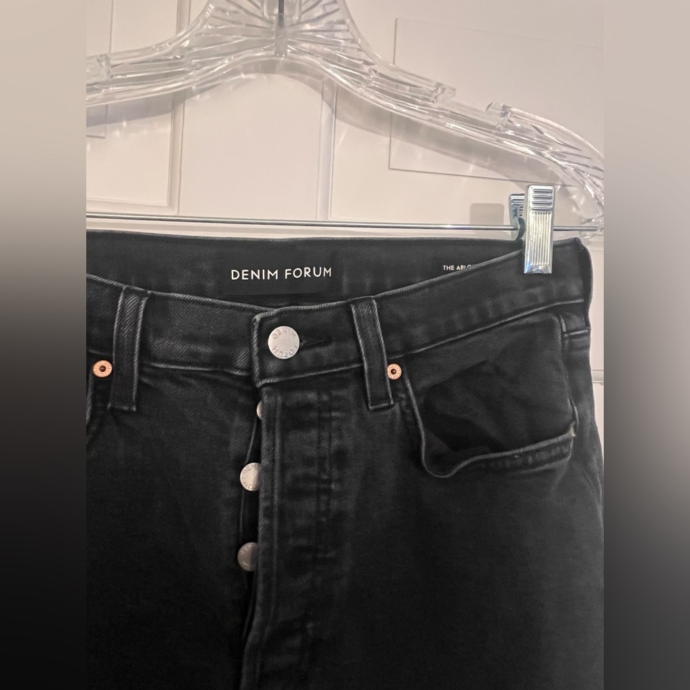 Denim Forum Arlo High Rise Straight Leg 28L Black Size 27 - Picture 3 of 5